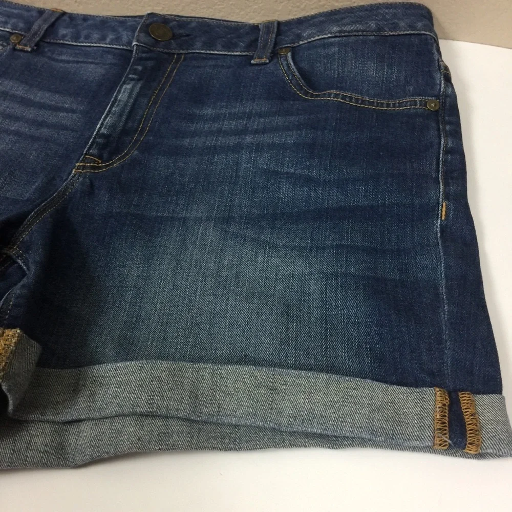 Seven Medium Wash Denim Shorts With 1.5” Cuff